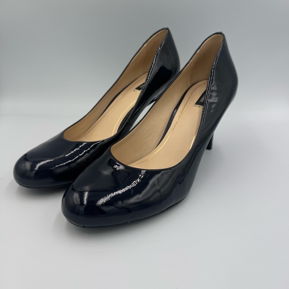 Elegant Navy Patent Leather Heels size 9.5